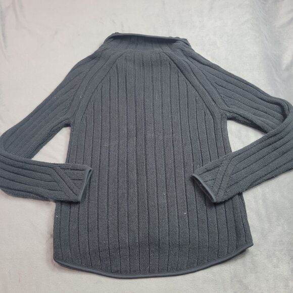 Geoffrey Beene Womens Small Cardigan Sweater Black Long Sleeve Zip Front Ribbed - Picture 11 of 12